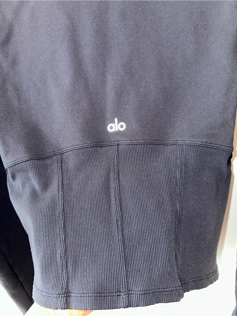 ALO Yoga Black Jacket with Gold Speckle Trim - Picture 11 of 12
